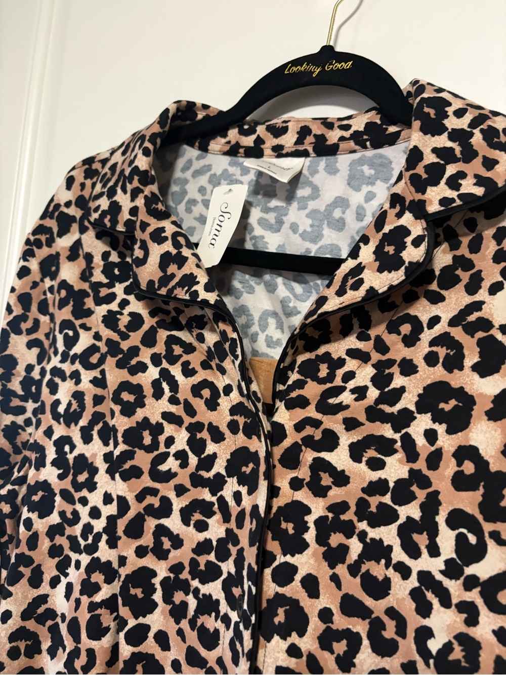 🐆🐆 NWT Women’s Soma Cool Nights Leopard Print Pajama Set - Tan & Black 💤💤 - Picture 7 of 8